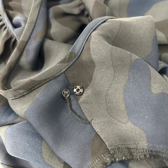 NWT Banana Republic Dress Navy Black Camo 2P Belt Sheer Flowy Long Sleeve Formal - Picture 13 of 13